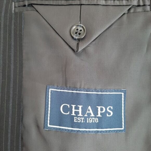 CHAPS 100% Wool Pinstripe Blazer Jacket Navy Blue Men's Sz 38 R - Picture 14 of 15